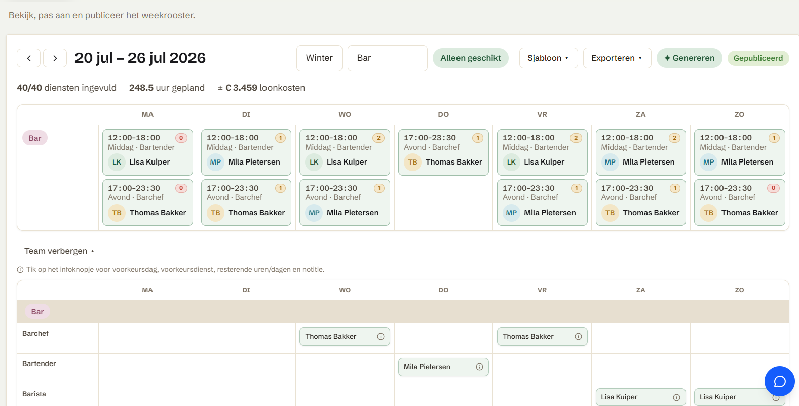 Beheerder roosterplanner